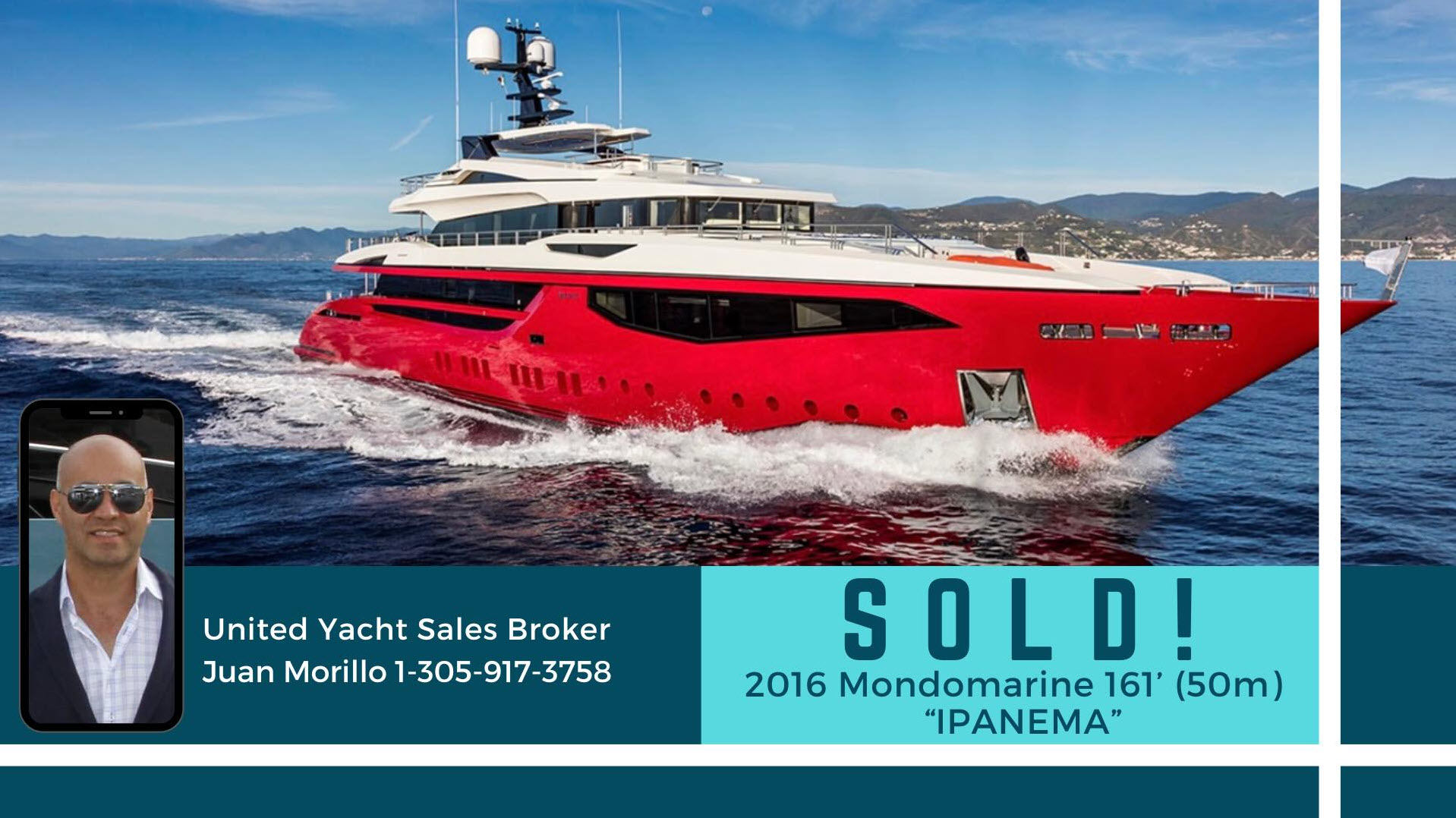 Mondomarine 161 Superyacht IPANEMA Sold By United Yacht Sales